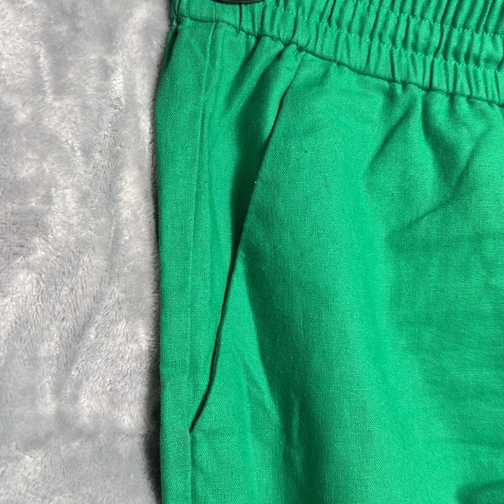 J.Crew pants women’s‎ NWT 4 green cotton linen blend lightweight capri pull on - Picture 5 of 9